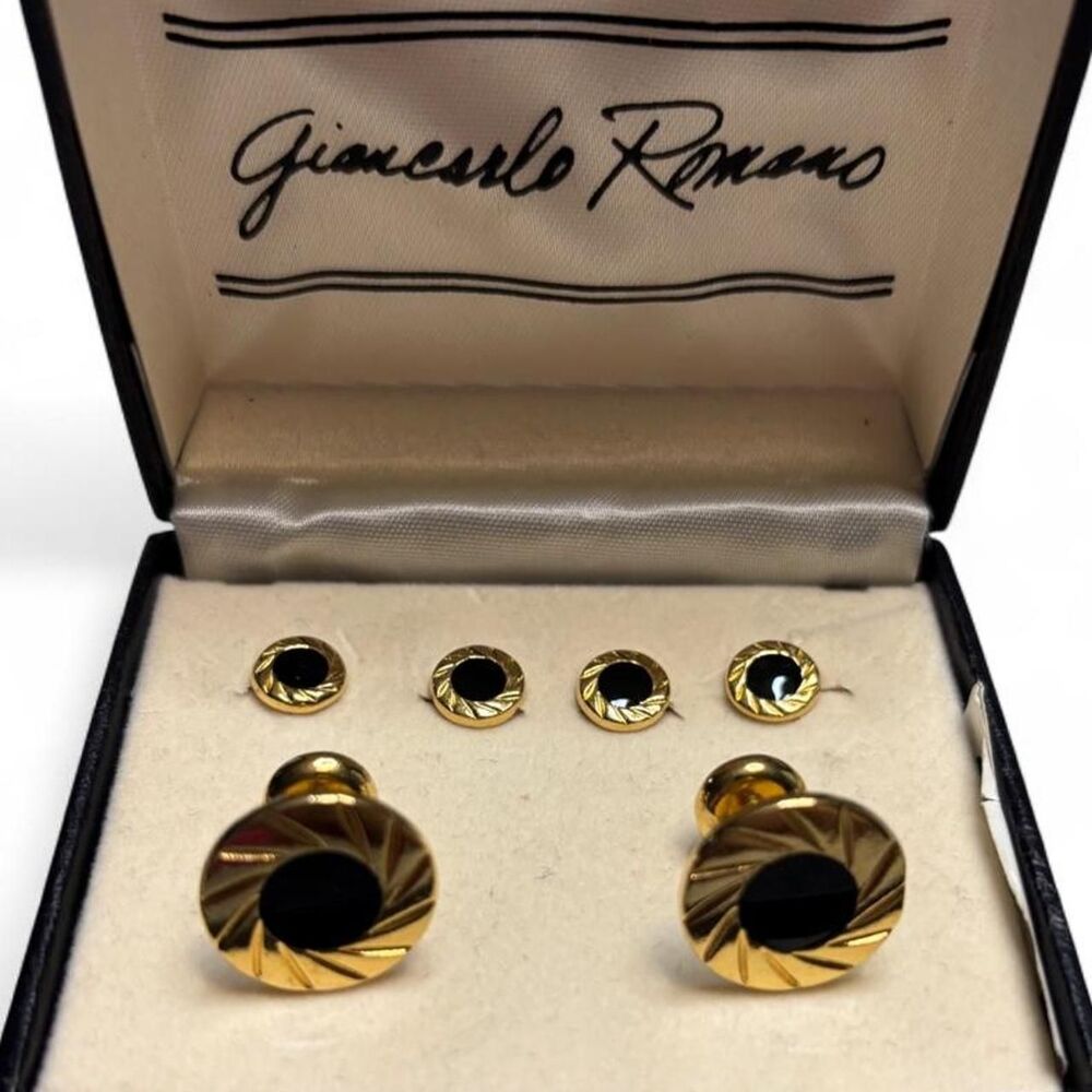 Vintage Giancarlo Romano Gold-Tone Cufflinks & Studs Set